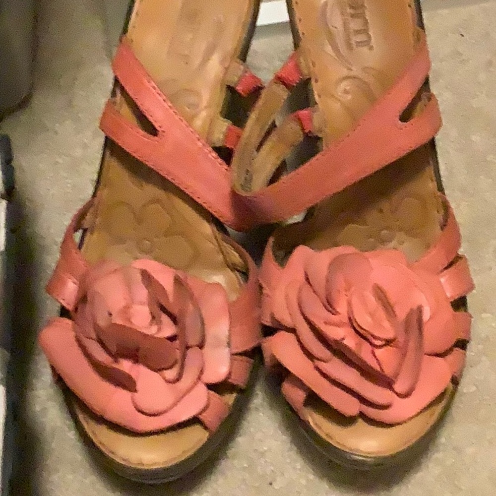 Pink box born shoes heels leather flower 8